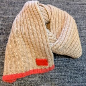 Coach Tan and Coral Knit Scarf